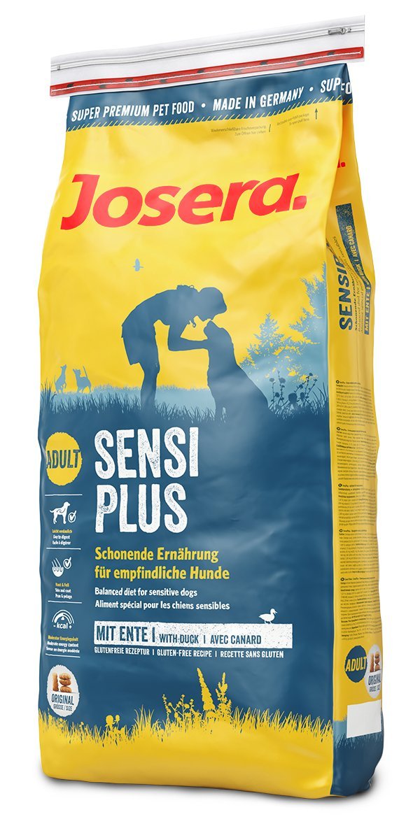 JOSERA Adult SensiPlus Ente & Reis (1 x 12,5 kg) | Premium Trockenfutter für ausgewachsene empfindliche Hunde | mit viel Biotin für gesunde Haut & Fell | hoch verdaulich | glutenfrei | 1er Pack