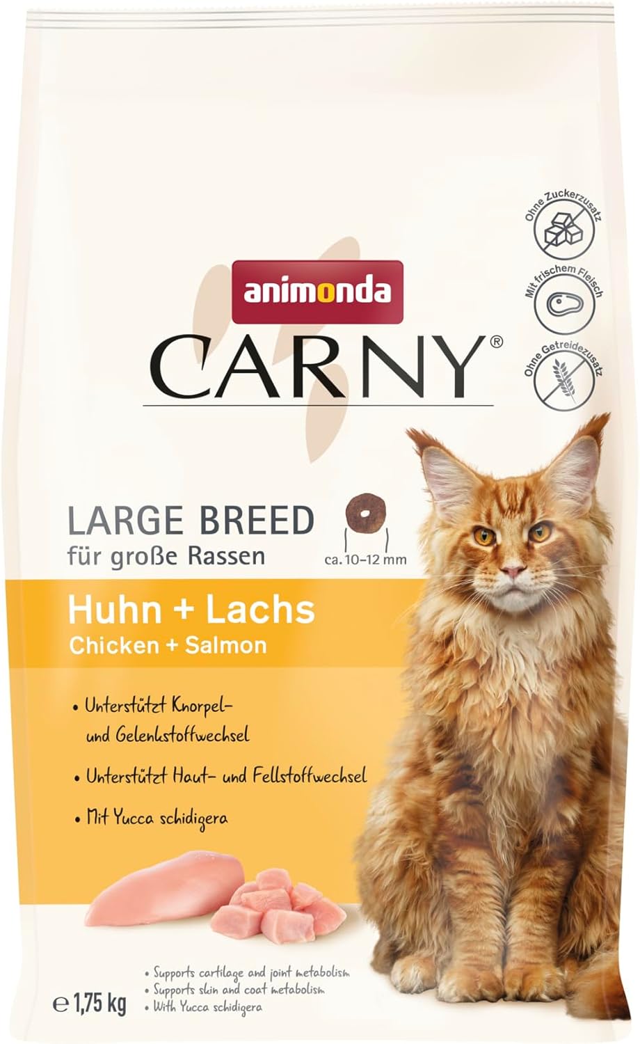 animonda Carny Katzen Trockenfutter Huhn und Rind (1 x 1,75 kg), Trockenfutter für ausgewachsene Katzen ohne Zucker und Getreide, mit frischem Hühnerfleisch und Rinderprotein
