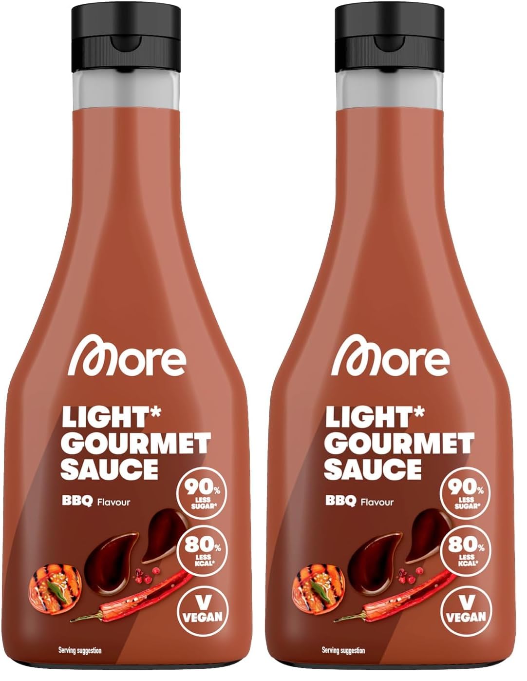 MORE NUTRITION Light Gourmet Sauce, 285ml - BBQ, kalorienreduzierte Sauce, ohne Zuckerzusatz und unnötigem Fett