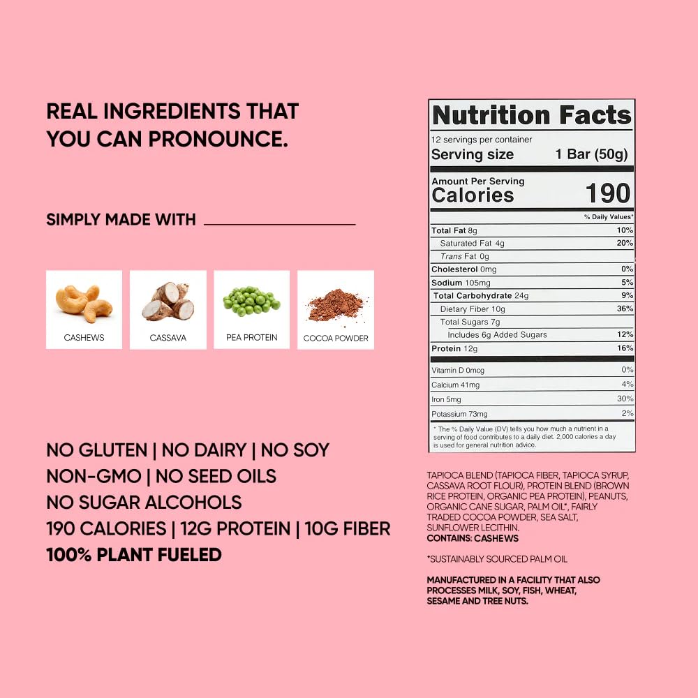 TRUBAR Vegan Protein Bars - Soy Free, Dairy Free, Gluten Free Protein Bars - No Sugar Alcohols - Non-GMO - 12g of Protein - It's Mint To Be Chip - 12 Count