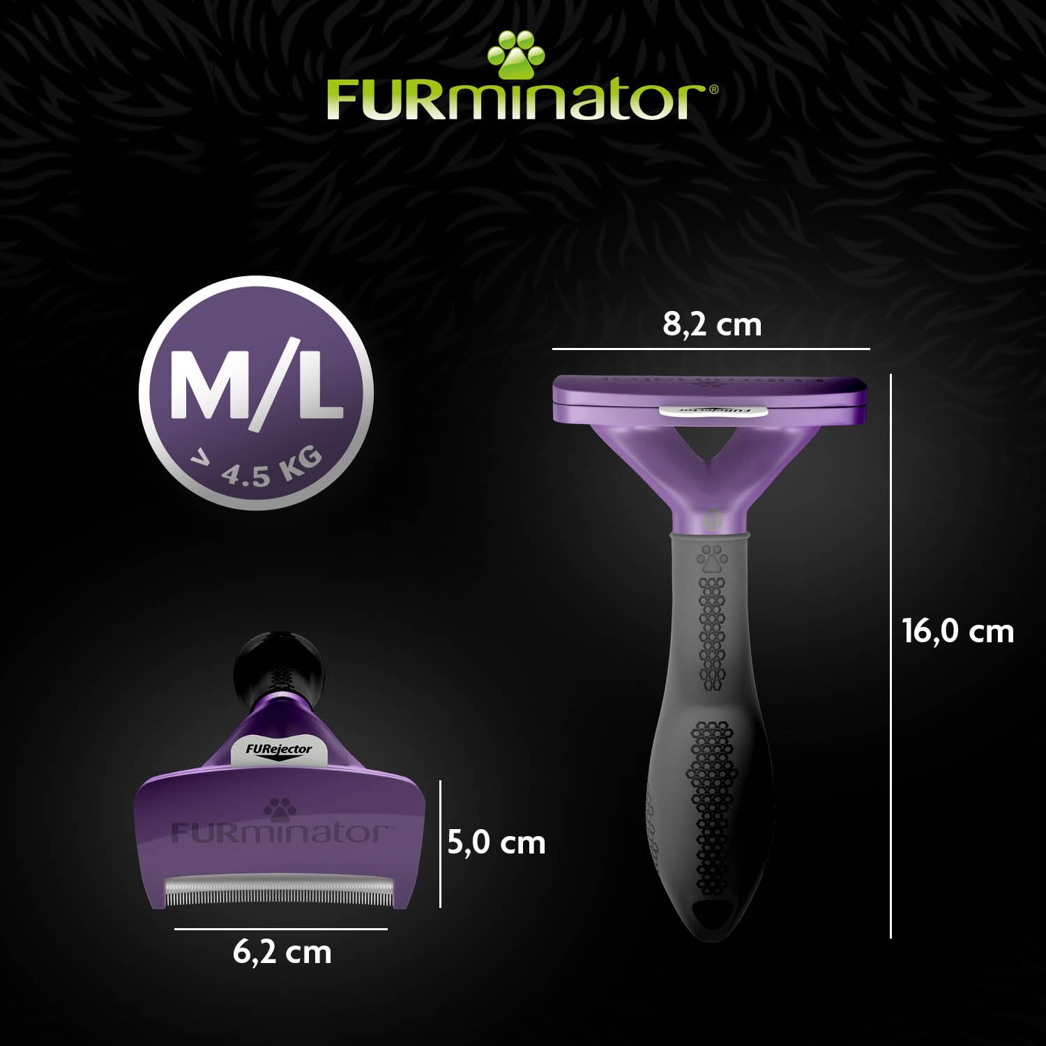 FURminator deShedding Tool Katzen Größe M,L Kurzhaar - Katzenbürste für mittelgroße und große Katzen zur Entfernung der Unterwolle
