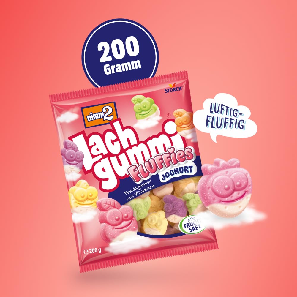 nimm2 Lachgummi Happies – 1 x 325 g – Fruchtgummis mit Fruchtsaft und Vitaminen – Süßigkeit in sechs Geschmacksrichtungen