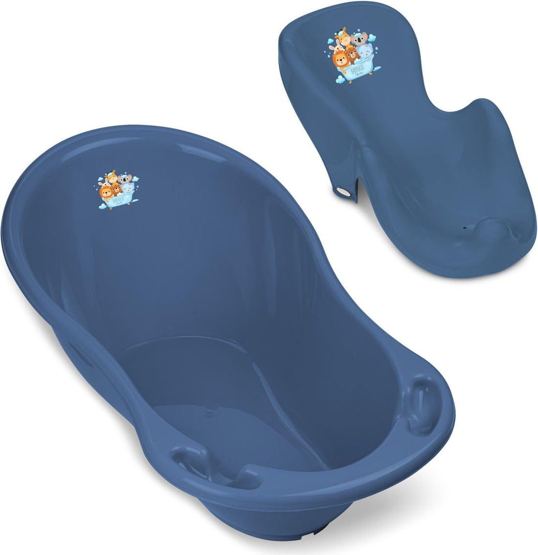 Baby Badewanne mit Gestell 4 Set TÜV Rheinland zertifiziert! Babybadewannen + Baby Badewannensitz +Abfluss + Gestell - Babywanne mit Ständer! Baby Pflegeset für Neugeborene.