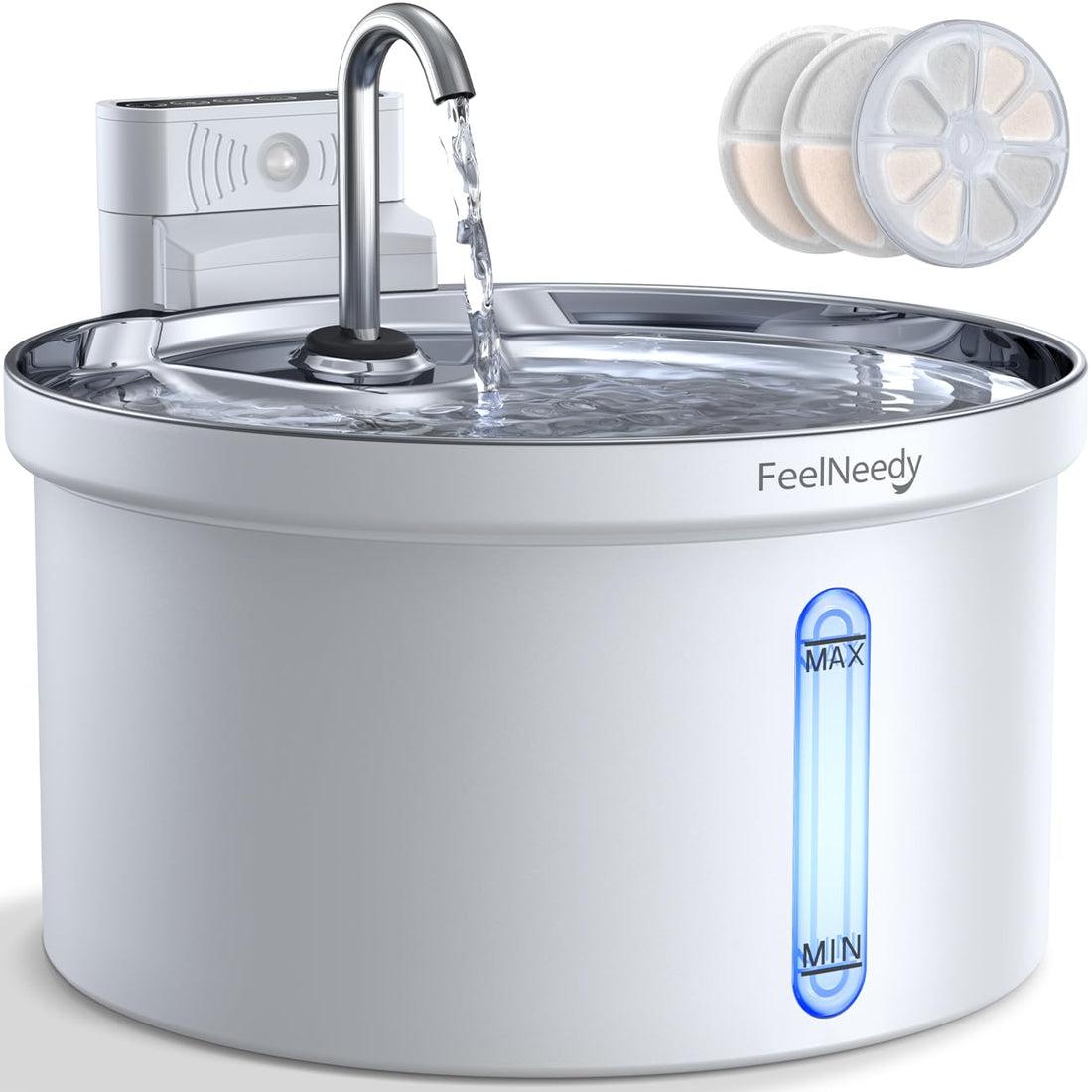 FEELNEEDY 6pcs Ersatzfilter+6pcs Wasserpumpenschwamm für Katzenbrunnen, gesunde und hygienische Filter für Haustier Wasserspender FN-W08/W08L (Ersatzfilter-Aktivkohle)