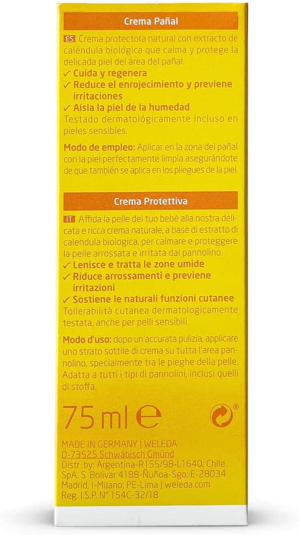 WELEDA Bio Baby Calendula Wundschutzcreme 75ml - Naturkosmetik Wundsalbe / Babycreme für den Schutz empfindlicher Baby Haut im Windelbereich. Hilft bei Rötungen, gereizter Haut und Wundsein