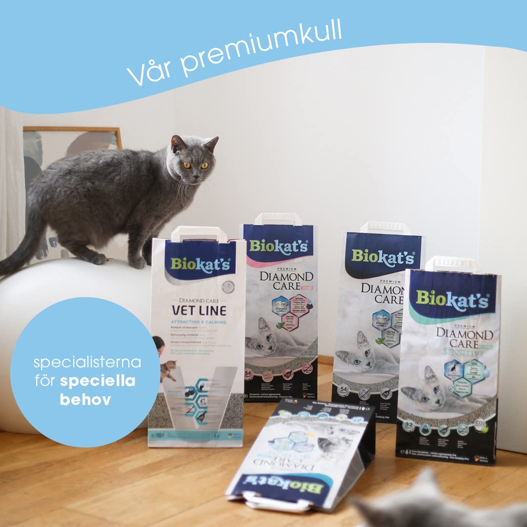 Biokat's Diamond Care Fresh Katzenstreu mit Babypuder-Duft - Feine Klumpstreu aus Bentonit mit Aktivkohle und Aloe Vera - 1 Sack (1 x 10 L)