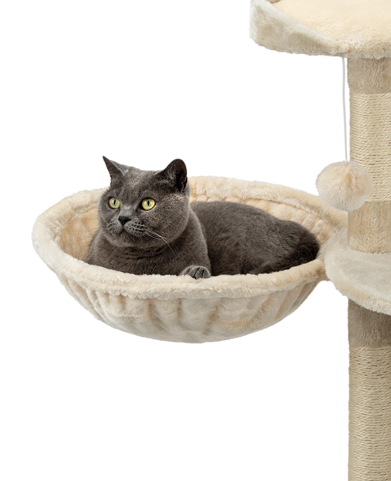 lionto Liegemulde aus weichem Plüsch für Kratzbaum, Ø 40 cm, 25 cm Tiefe, kuschelige Schlafmulde für jeden Katzenbaum mit M8-Gewinde, Stabiler Metallrahmen für kleine und große Katzen, dunkelgrau