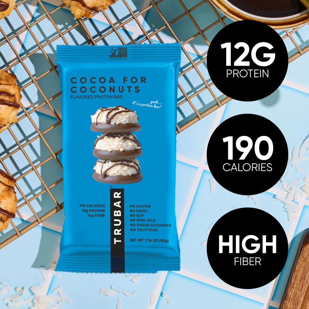 TRUBAR Vegan Protein Bars - Soy Free, Dairy Free, Gluten Free Protein Bars - No Sugar Alcohols - Non-GMO - 12g of Protein - It's Mint To Be Chip - 12 Count