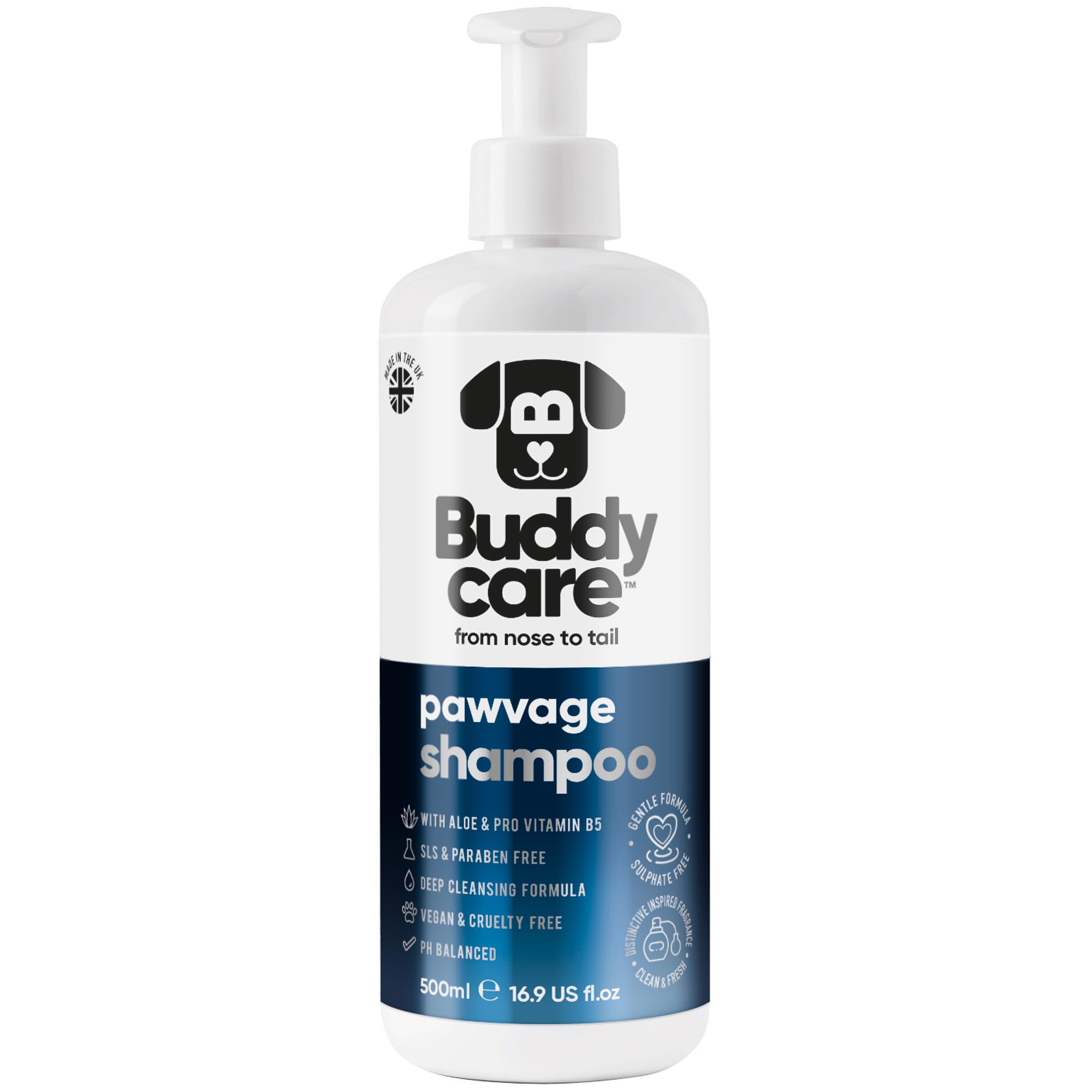 2in1 Hundeshampoo und Conditioner von Buddycare (500ml) - Praktisches Hundeshampoo langhaar und welpen Shampoo Mit Aloe Vera und Pro-Vitamin B5 Rückfettendes Shampoo Für Alle Hunderassen