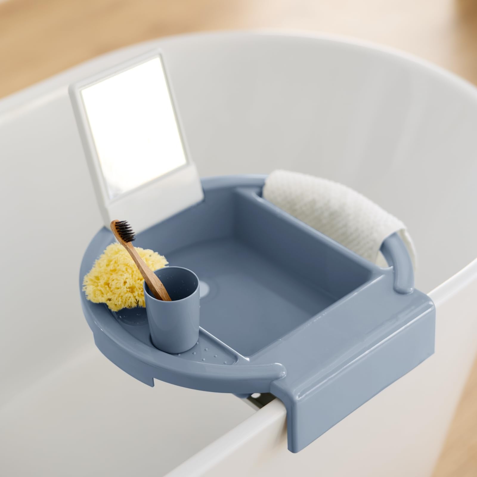 Rotho Babydesign Kiddy Wash - Kinderwaschbecken - Waschbecken - mobiles Kinderwaschbecken für die Badewanne - mit Spiegel- Ideal für Bad & Kinderzimmer grün