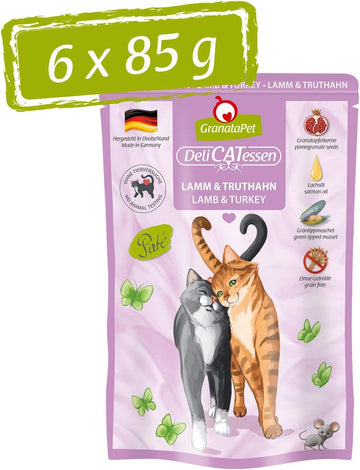 GranataPet DeliCatessen Huhn PUR, Nassfutter für Katzen, Futter ohne Getreide & ohne Zuckerzusätze, Katzenfutter mit hohem Fleischanteil & hochwertigen Ölen, 6 x 400 g
