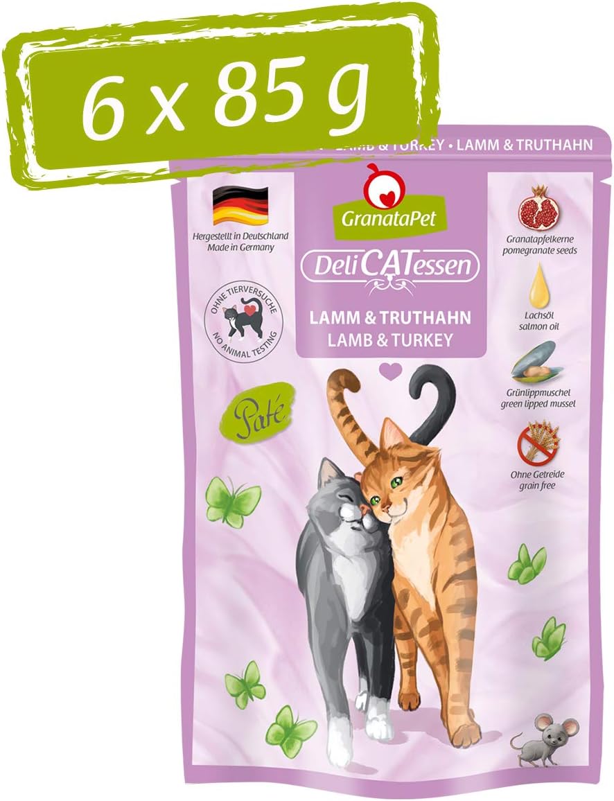GranataPet DeliCatessen Huhn PUR, Nassfutter für Katzen, Futter ohne Getreide & ohne Zuckerzusätze, Katzenfutter mit hohem Fleischanteil & hochwertigen Ölen, 6 x 400 g
