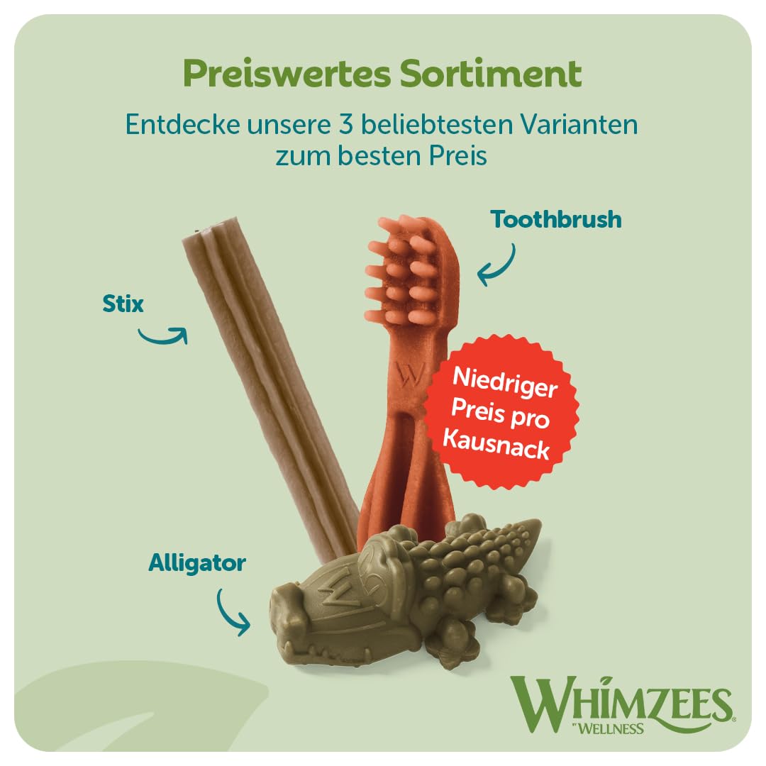 WHIMZEES Natürliche Getreidefreie Zahnpflegesnacks, Kaustangen für Hunde, Gemischte Vielfaltsbox, L, 14 x 60 g