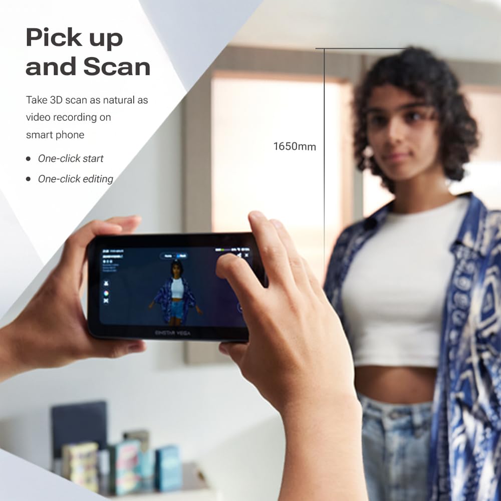 EINSTAR Vega 3D Scanner with Tripod, Portable Wireless 3D Scanner with All-in-one Design, Comprehensive Object Scanning, Support Outdoor Scanning, 32G RAM + 512G SSD, 2K AMOLED Touch Screen