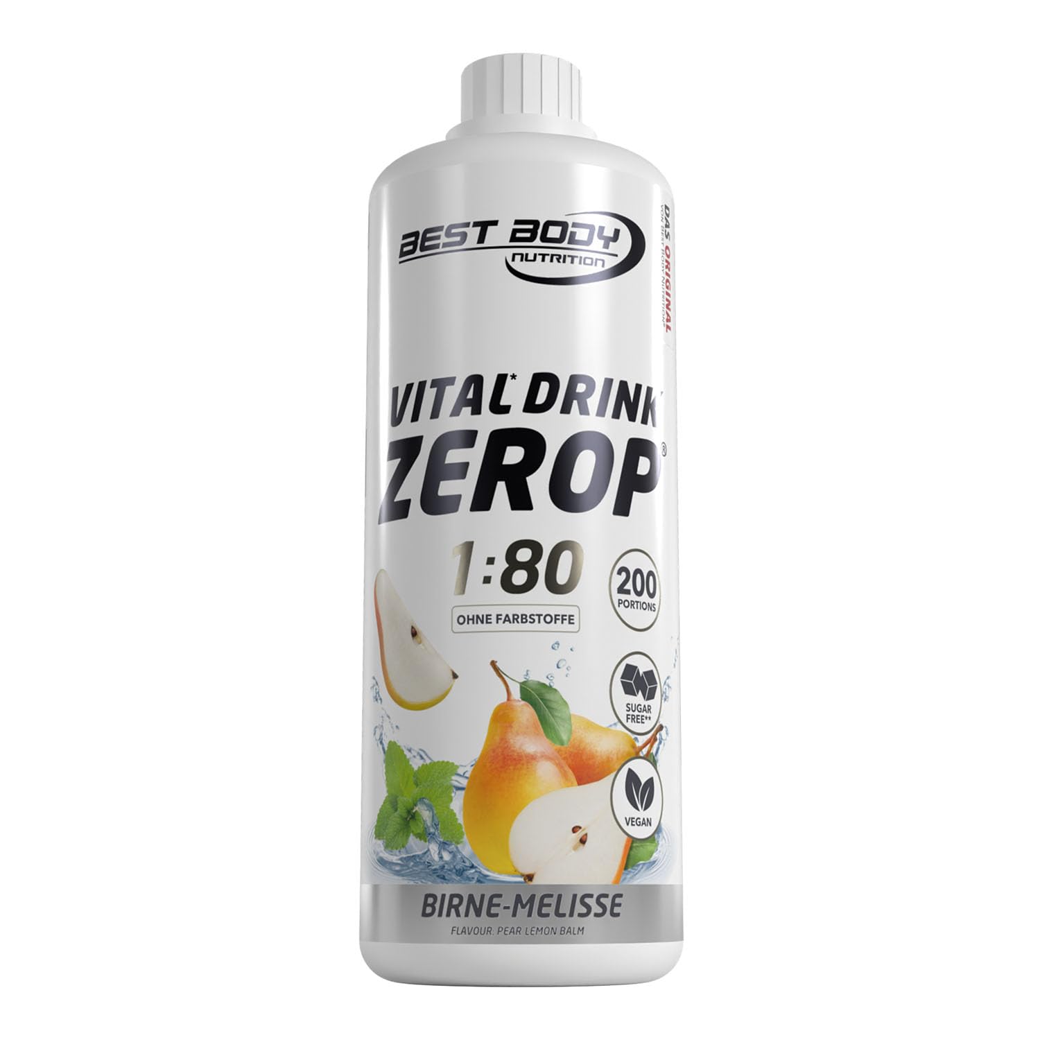 Best Body Nutrition ZEROP Vital Zuckerfreies Getränkekonzentrat Sirup Kirsche Ohne Aspartam 1 L ergibt 80 L Getränk Fitness Drink mit Vitaminen B1 B6 Niacin Kalorienarm Wassersprudler