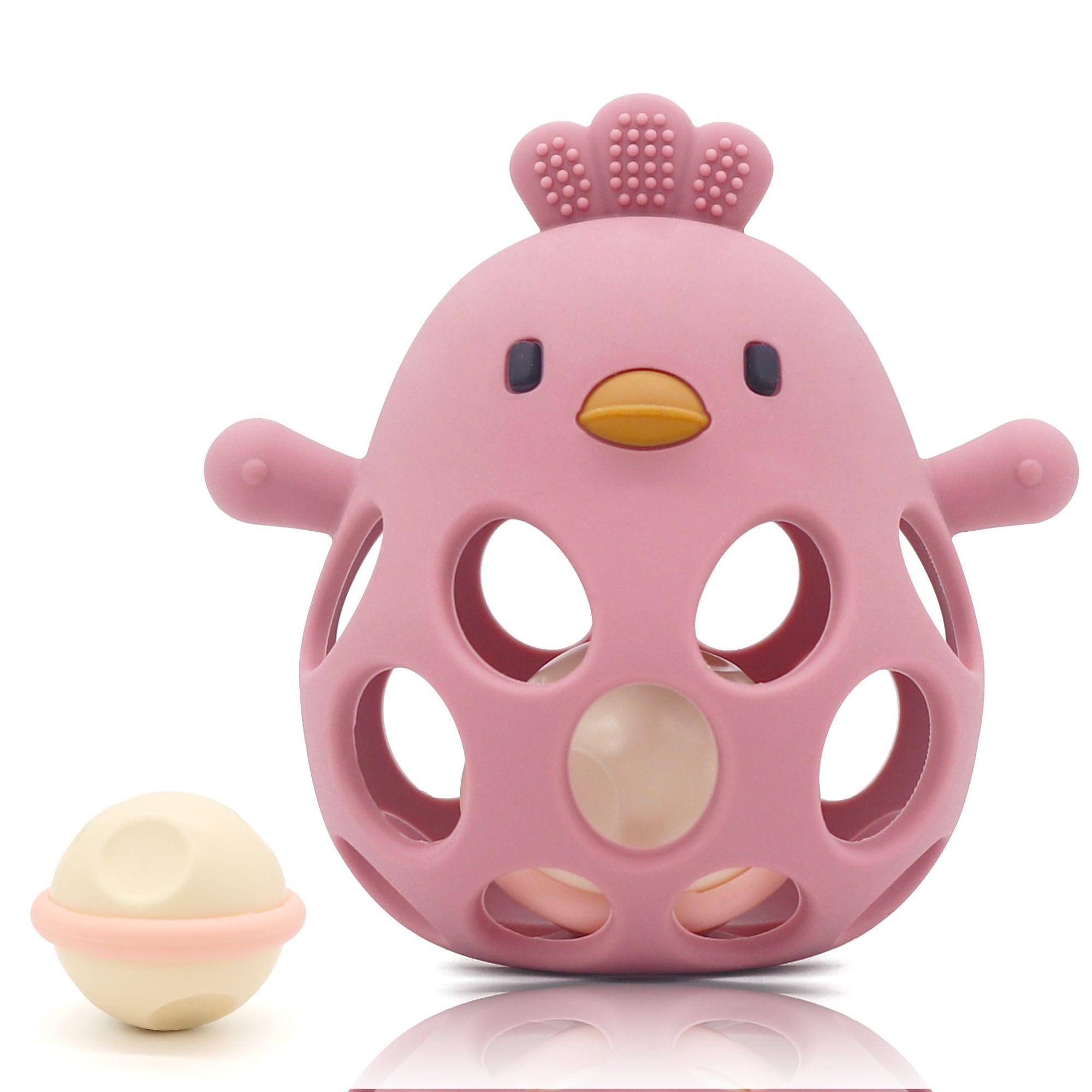 farout Montessori Beißring & Rassel für Babys - Sensorik Spielzeug ab 0 Monate, Zahnungshilfe & Greifball - Geschenk für Jungen & Mädchen