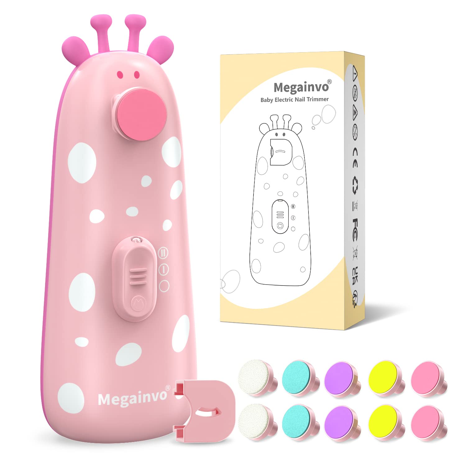 Elektrische Nagelfeile Baby Nagelpflegeset Elektrisch Nagelpflege Nail Trimmer Nagelschere Nageltrimmer Nail File Maniküre & Pediküre Set für Neugeborene Baby mit Licht, Gelb