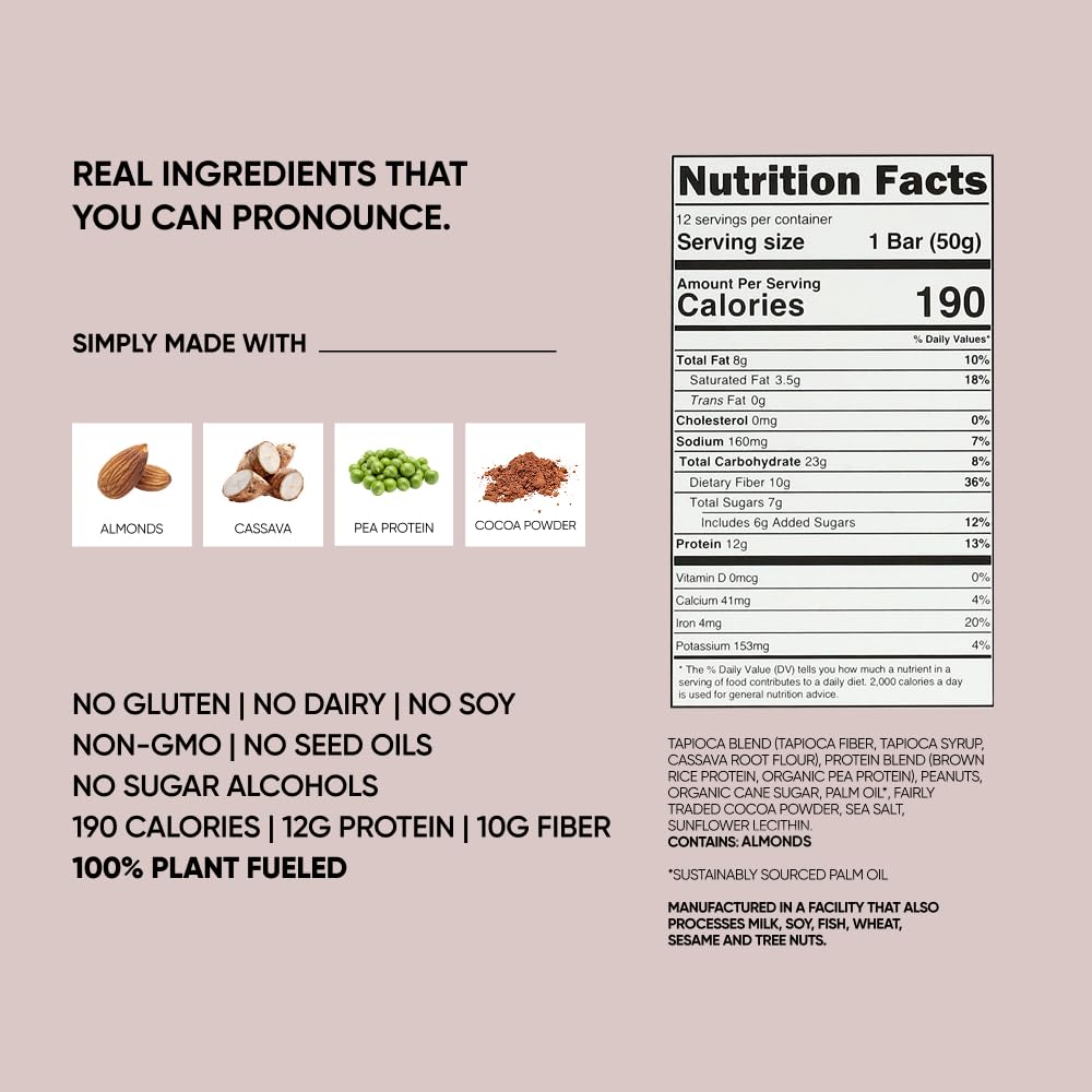 TRUBAR Vegan Protein Bars - Soy Free, Dairy Free, Gluten Free Protein Bars - No Sugar Alcohols - Non-GMO - 12g of Protein - It's Mint To Be Chip - 12 Count