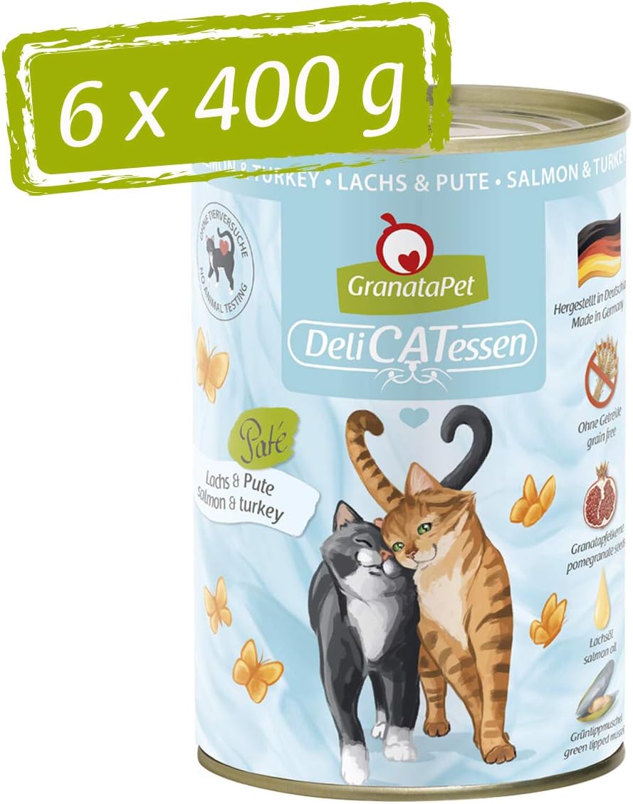 GranataPet DeliCatessen Huhn PUR, Nassfutter für Katzen, Futter ohne Getreide & ohne Zuckerzusätze, Katzenfutter mit hohem Fleischanteil & hochwertigen Ölen, 6 x 400 g