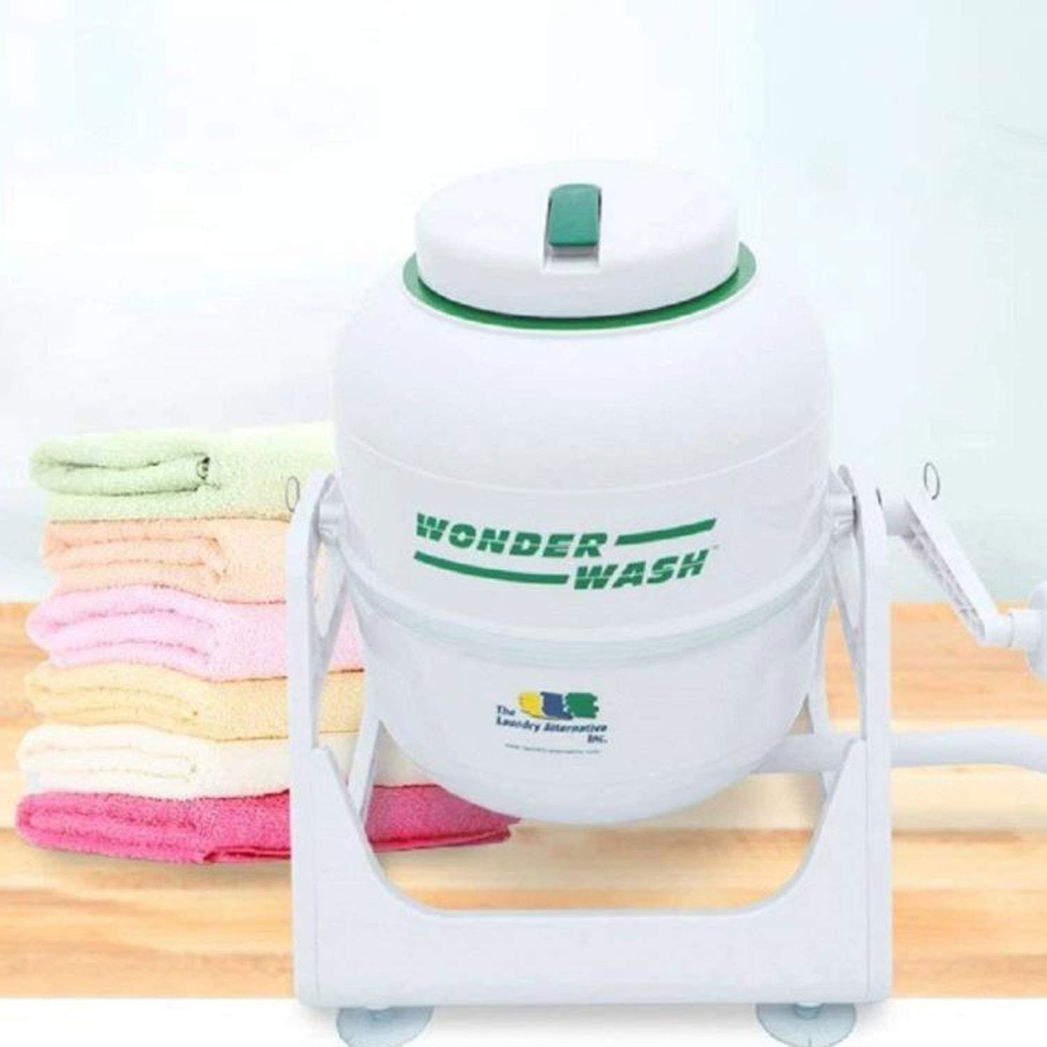 WonderWash Portable Washing Machine for Apartment & Tiny Spaces - Manual Hand Clothes Washer with Retro Design - Clean Laundry Anywhere with Our Countertop, Non-Electric, Small Washer (Transparent)