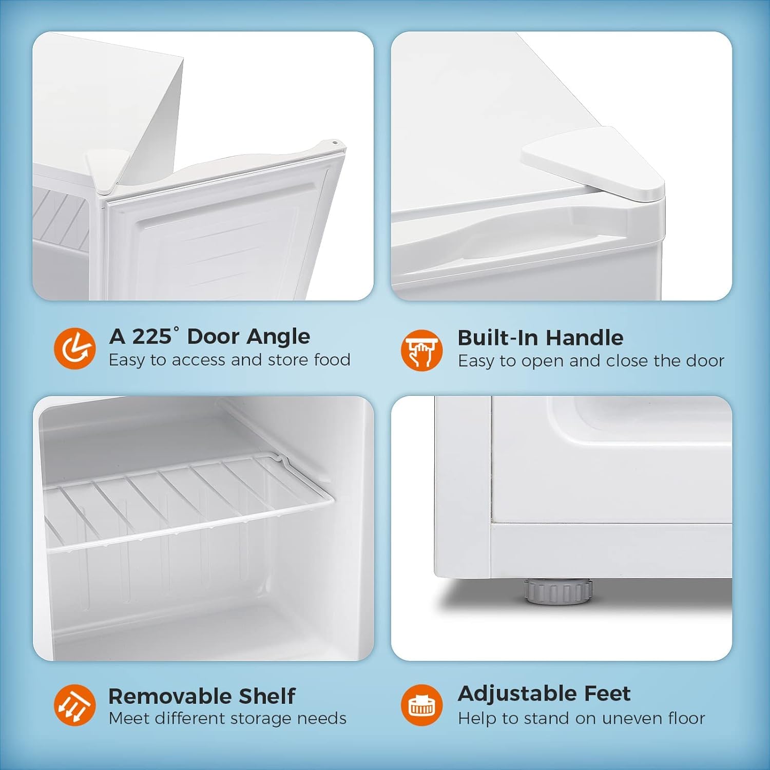 Kismile Small Freezer Upright, 3.0 Cu.ft Mini Freezer with Adjustable Thermostat, Removable Shelves, Reversible Single Door, Stand Up Freezer for Bedroom/Home/Dorms/Apartment (Stainless Steel)