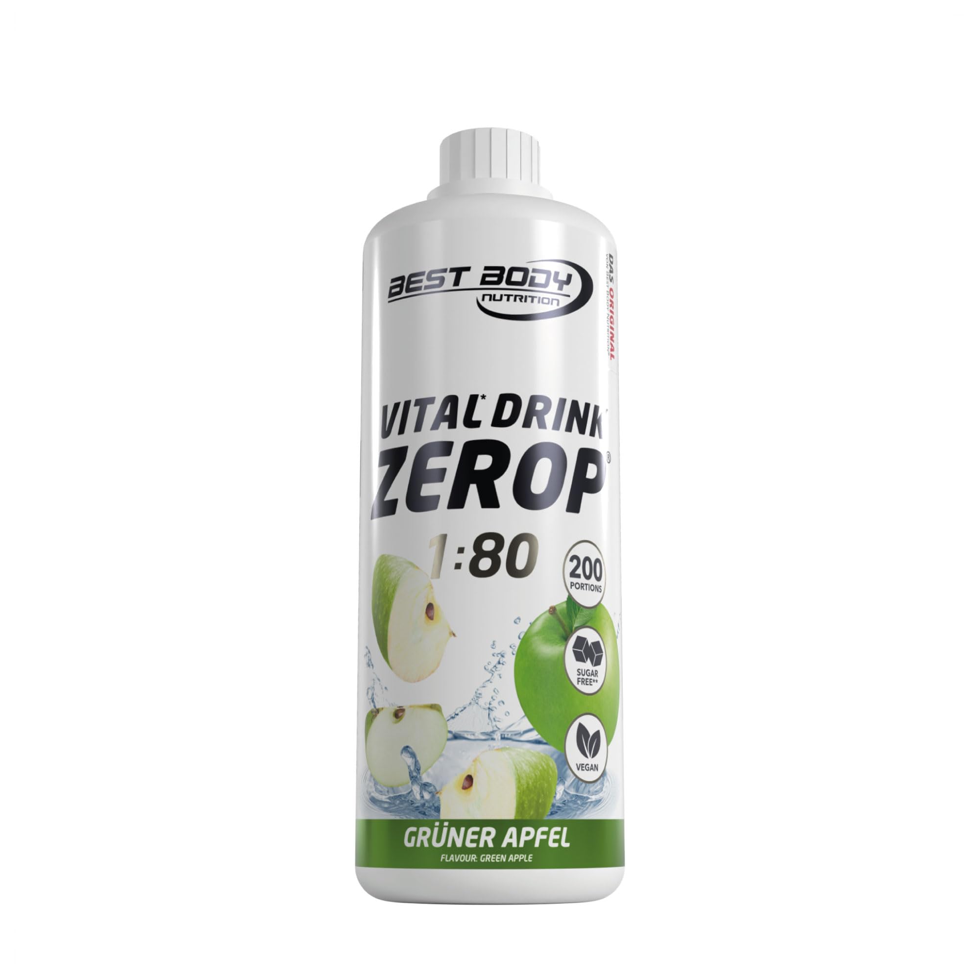 Best Body Nutrition ZEROP Vital Zuckerfreies Getränkekonzentrat Sirup Kirsche Ohne Aspartam 1 L ergibt 80 L Getränk Fitness Drink mit Vitaminen B1 B6 Niacin Kalorienarm Wassersprudler