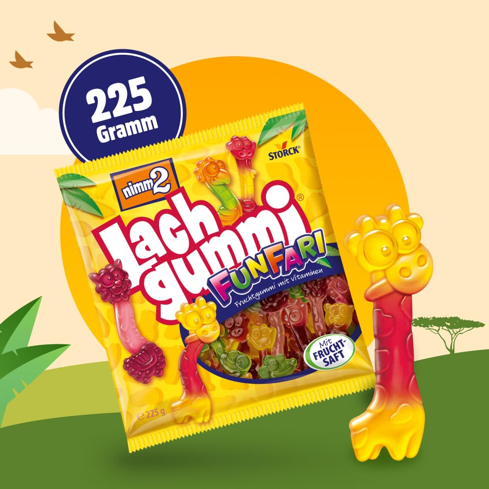 nimm2 Lachgummi Happies – 1 x 325 g – Fruchtgummis mit Fruchtsaft und Vitaminen – Süßigkeit in sechs Geschmacksrichtungen