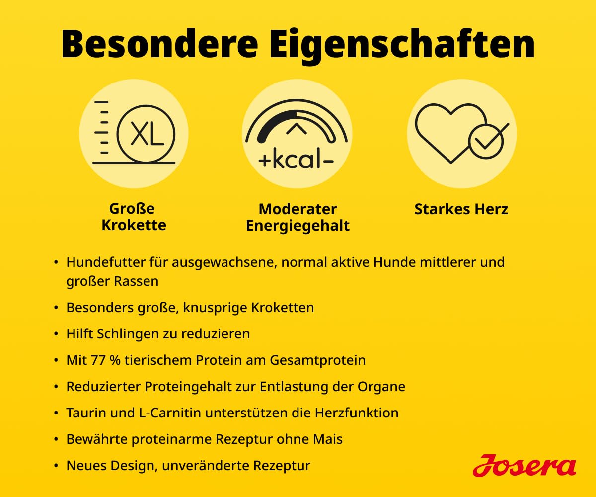 JOSERA Adult Large Optiness Lamm & Reis (1 x 12,5 kg) | Premium Trockenfutter für ausgewachsene Hunde | eiweißreduziert | weizenfrei | wertvolle Fettsäuren | XL-Kroketten gegen Schlingen