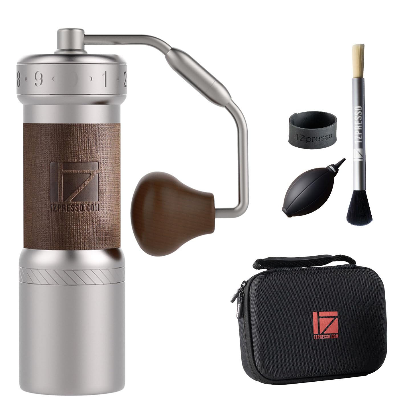 1Zpresso K-Ultra Manual Coffee Grinder Iron Gray with Carrying Case, Assembly Consistency Grind Stainless Steel Conical Burr, Foldable Handle, Numerical External Adjustable Setting, All-Round Grinder