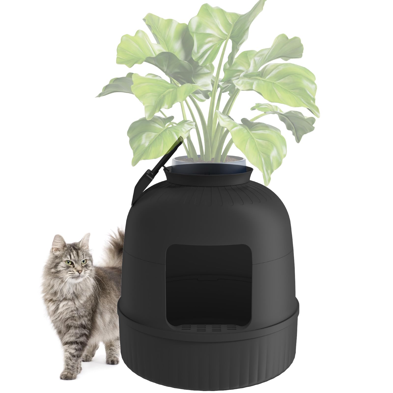 Lifewit Katzenklo Blumentopf mit Pflanze & Schaufel, Katzenklo Versteckt, Katzentoilette XXL mit Geruchskontrolle & Kohlefilter, Wohnzimmer, Schlafzimmer, Ecke, Weiß