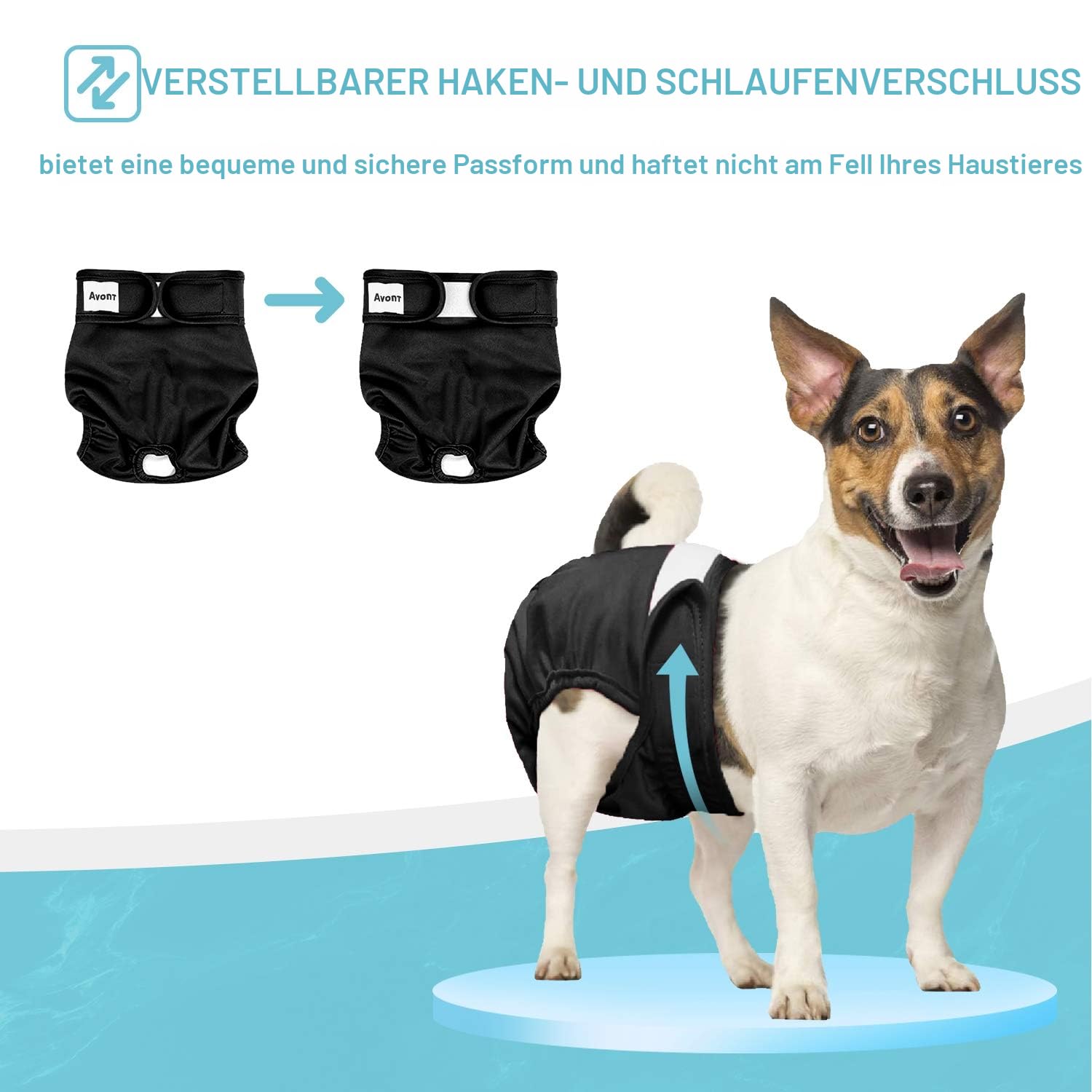 Avont 3 Stück Wiederverwendbare Hundewindeln, Hochsaugfähige, waschbare und umweltfreundliche Damenbinden Höschen für weibliche Haustiere -Schwarz