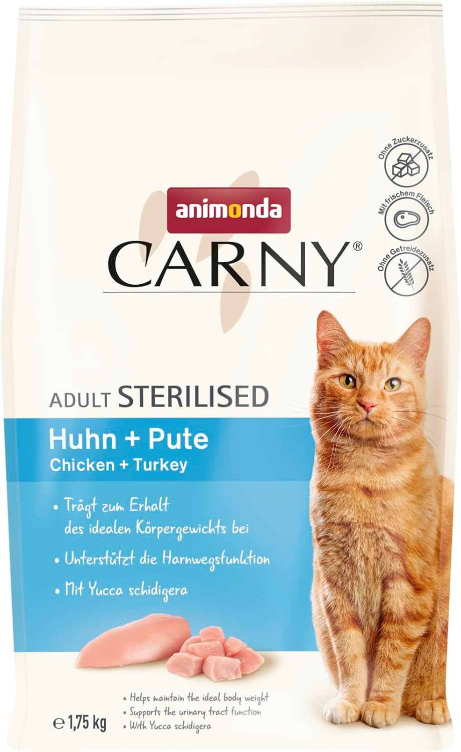 animonda Carny Katzen Trockenfutter Huhn und Rind (1 x 1,75 kg), Trockenfutter für ausgewachsene Katzen ohne Zucker und Getreide, mit frischem Hühnerfleisch und Rinderprotein