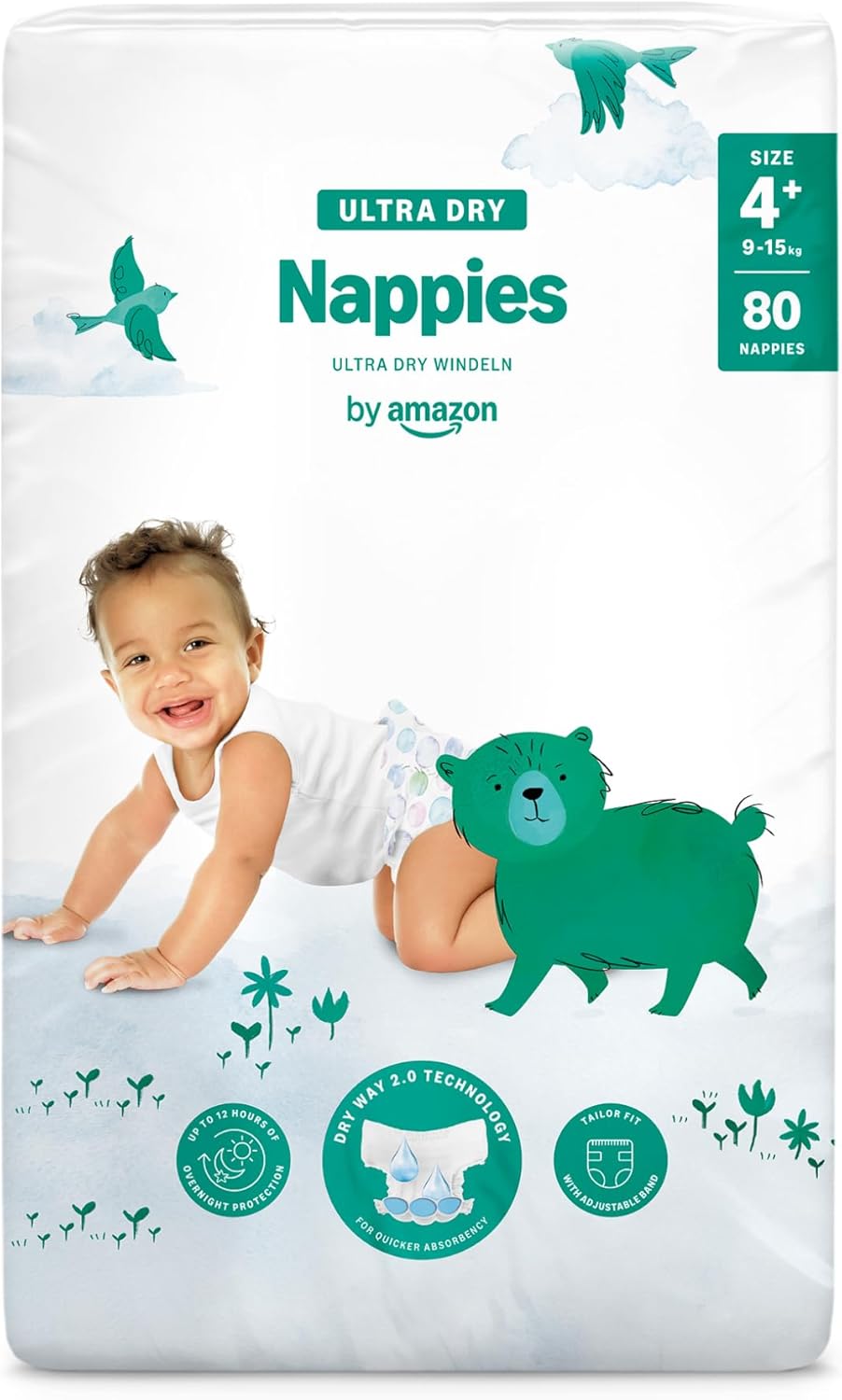 By Amazon Ultra Dry Windeln Größe 5 (10-16 kg) - MONATSBOX, Weiß, 152 Stück (2 Packungen mit 76) (Früher Unter Der Marke Mama Bear, Identisches Produkt)
