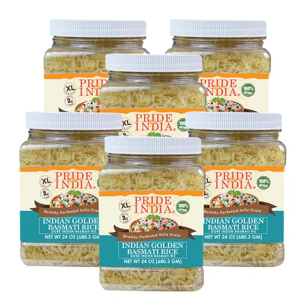 Pride Of India - Extra Long Indian Basmati Rice, Naturally Aged Aromatic Grain, 3 lbs Jar
