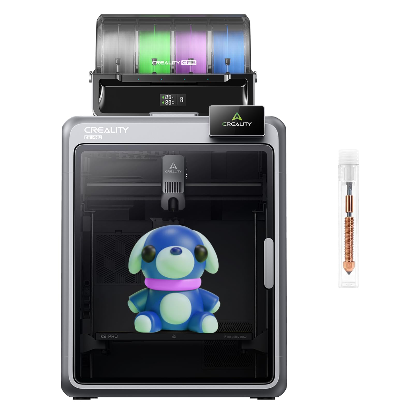 Creality Official K2 Combo(A) 3D Printer, Multi-Color Printing with CFS, 600mm/s High-Speed, AI Cameras, Full Auto-Leveling, Dual Z-Axis, 260x260x260mm Build Volume