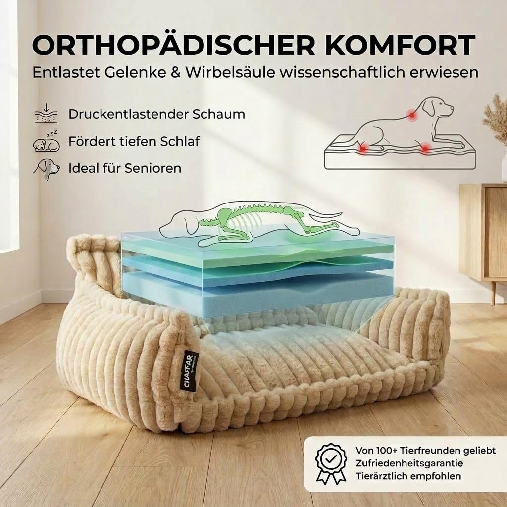 Katzensofa Chaffar | Katzenbett Hundebett Hundesofa | Orthopädische Matratze | Moderner Stil | Cord-Design Größen (Lichtgrau, M (80cm))