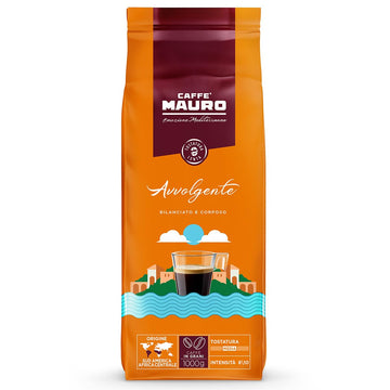 Caffè Mauro Torrefazione – Kaffeebohnen – 1 kg – Avvolgente Mischung – mittlere Röstung – Intensität 8/10 – hergestellt in Italien – 1kg Packung