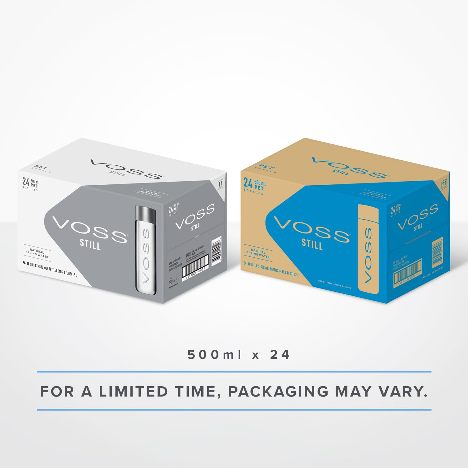 VOSS Premium Still Bottled Natural Water - BPA-Free - High Grade PET - Recyclable Plastic - Pure Drinking Water with Unique & Iconic Bottle Design - 24 Pack