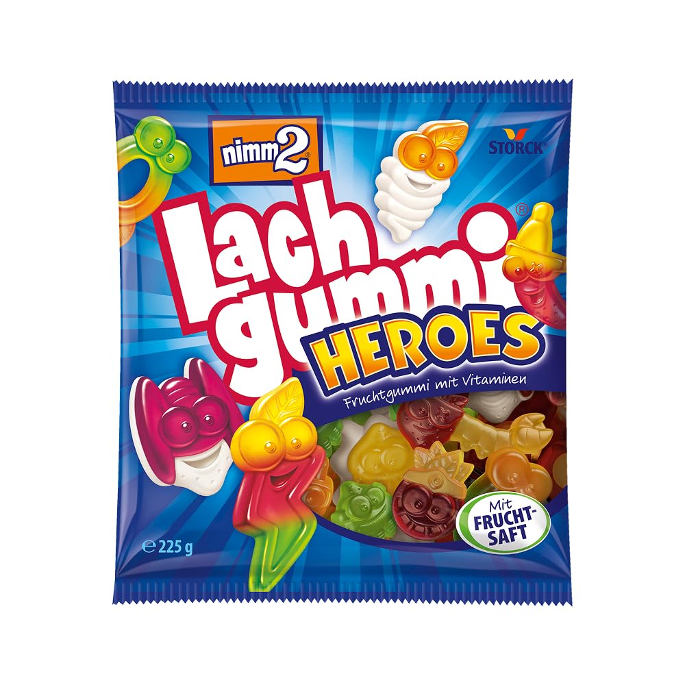 nimm2 Lachgummi Happies – 1 x 325 g – Fruchtgummis mit Fruchtsaft und Vitaminen – Süßigkeit in sechs Geschmacksrichtungen