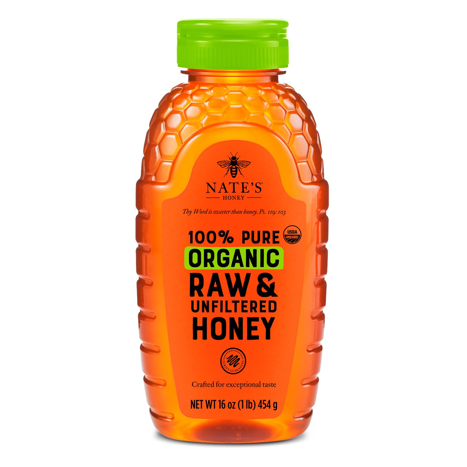 Nate's Organic 100% Pure, Raw & Unfiltered Honey - USDA Certified Organic - 32oz. Squeeze Bottle
