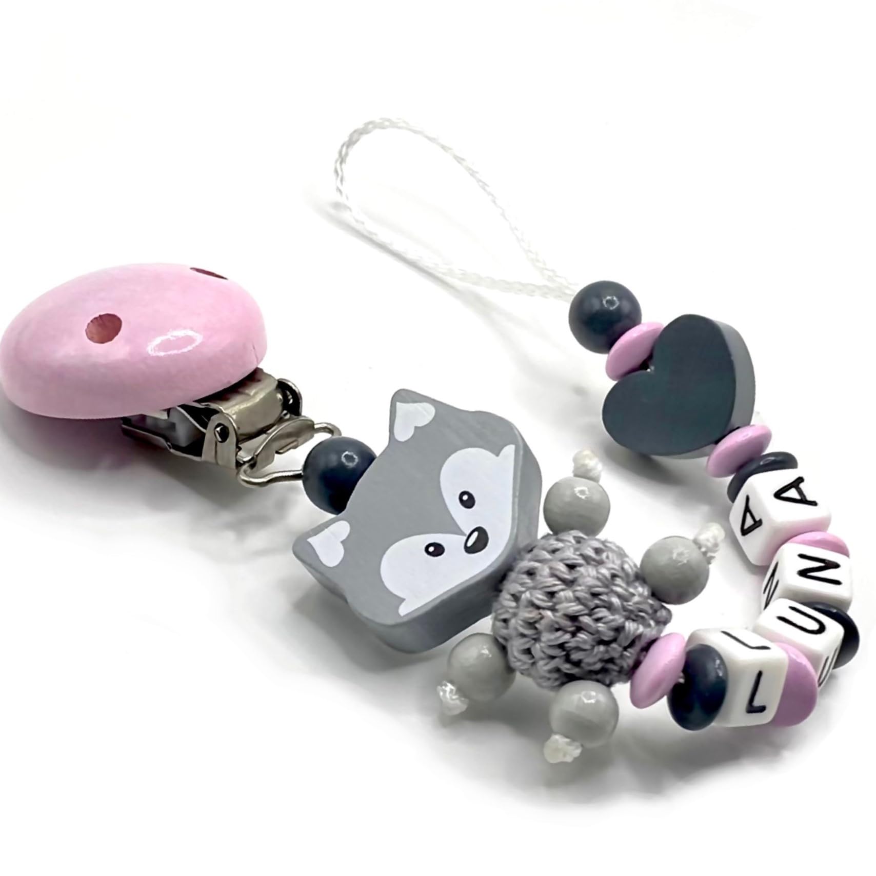Schnullerband mit Namen für Mädchen & Jungen personalisierte Baby Geschenke (Blau)