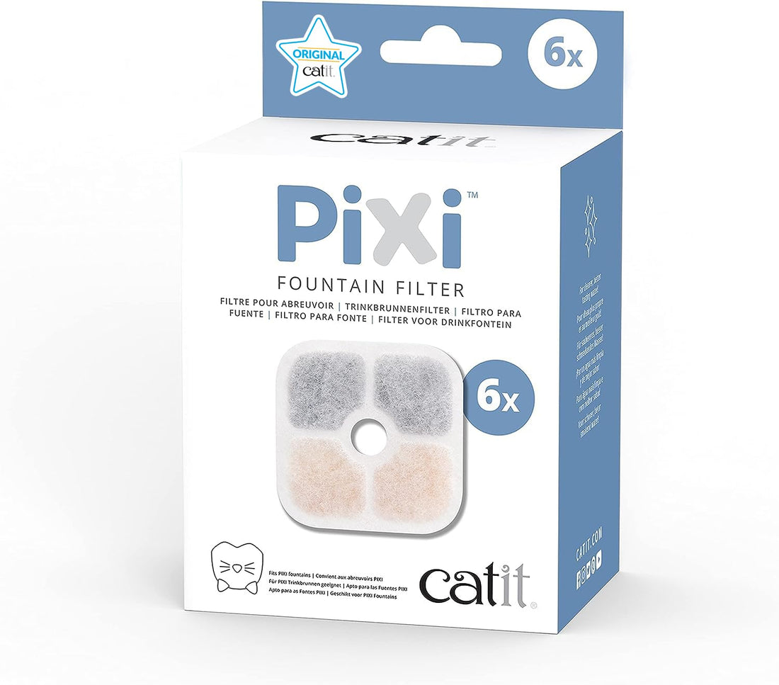 Catit 43722 Pixi Ersatzfilter, Trinkbrunnenfilter für die Catit Pixi Trinbrunnen, 6er Pack, Weiß