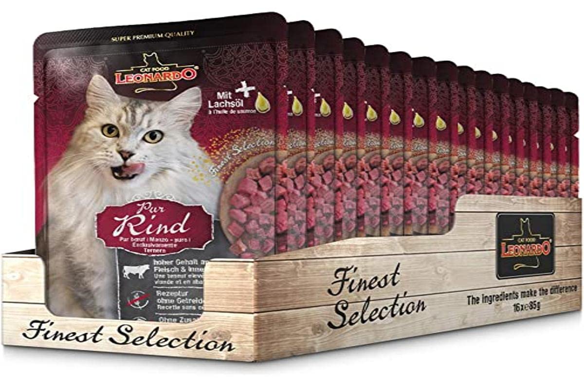 LEONARDO Frischebeutel [16x85g Kaninchen + Cranberries] | Getreidefreies Nassfutter für Katzen | Feuchtfutter Alleinfutter im Einzelportionsbeutel