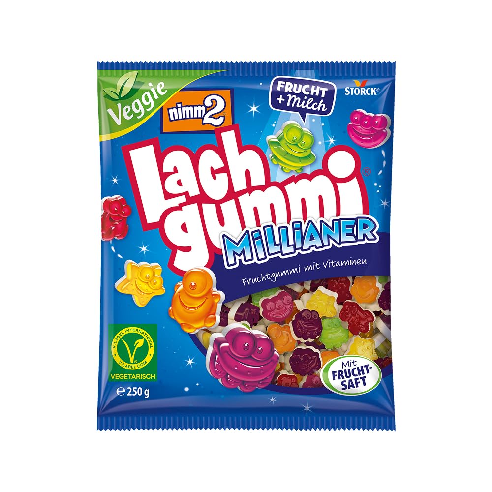 nimm2 Lachgummi Happies – 1 x 325 g – Fruchtgummis mit Fruchtsaft und Vitaminen – Süßigkeit in sechs Geschmacksrichtungen