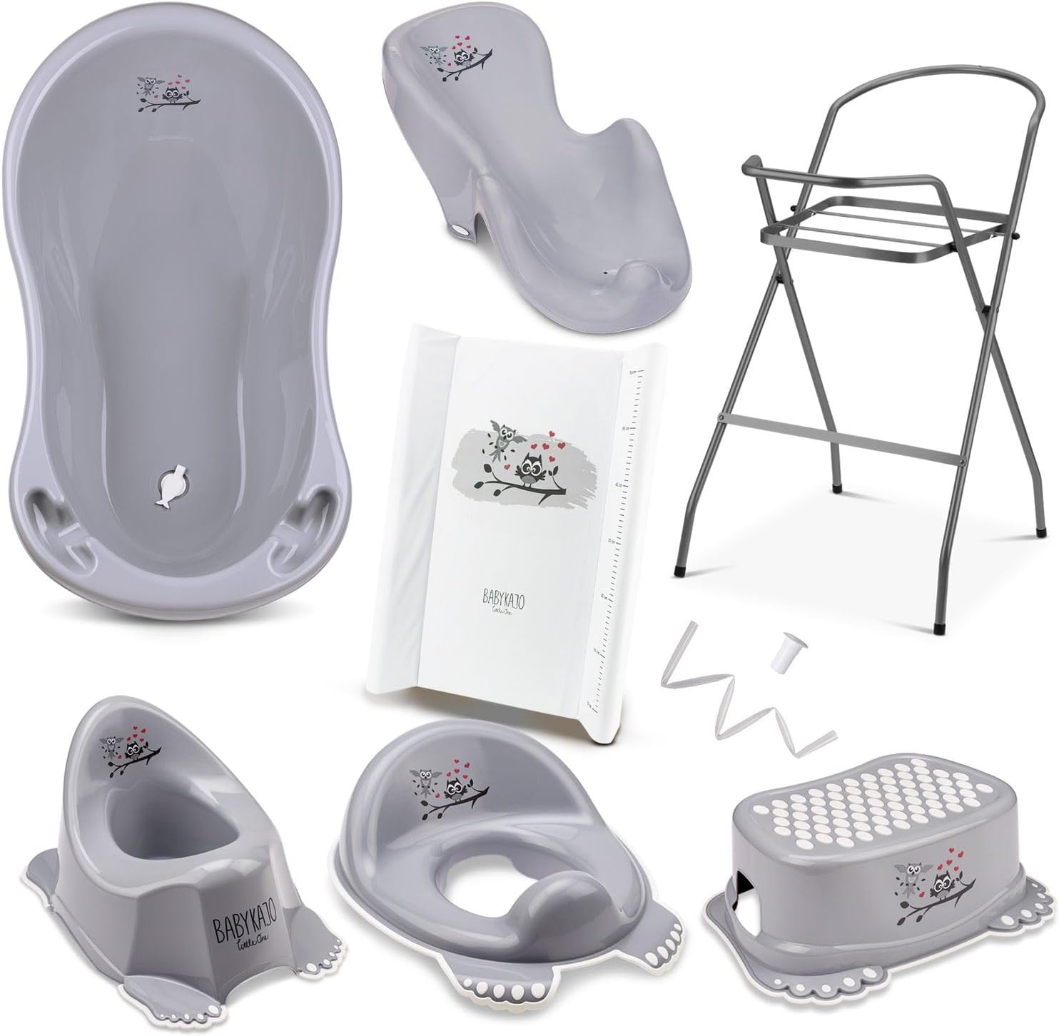 Baby Badewanne mit Gestell 4 Set TÜV Rheinland zertifiziert! Babybadewannen + Baby Badewannensitz +Abfluss + Gestell - Babywanne mit Ständer! Baby Pflegeset für Neugeborene.