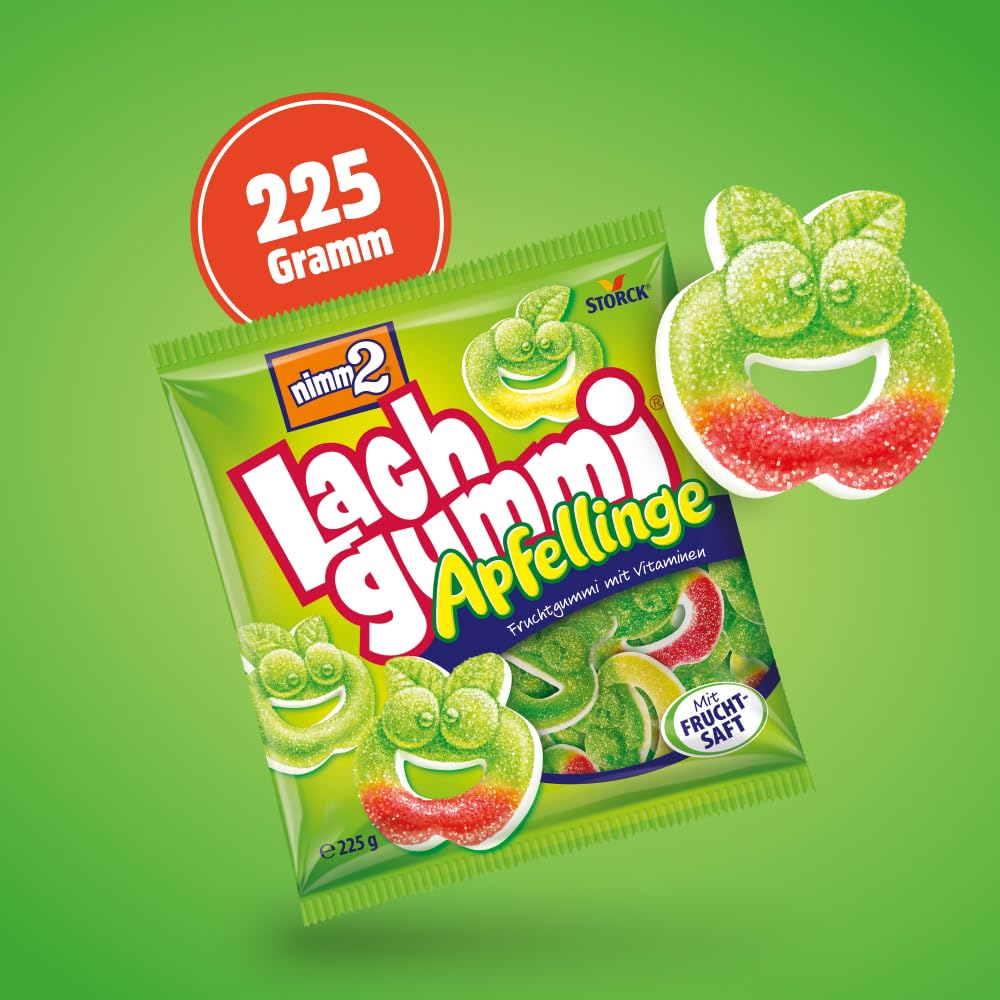 nimm2 Lachgummi Happies – 1 x 325 g – Fruchtgummis mit Fruchtsaft und Vitaminen – Süßigkeit in sechs Geschmacksrichtungen