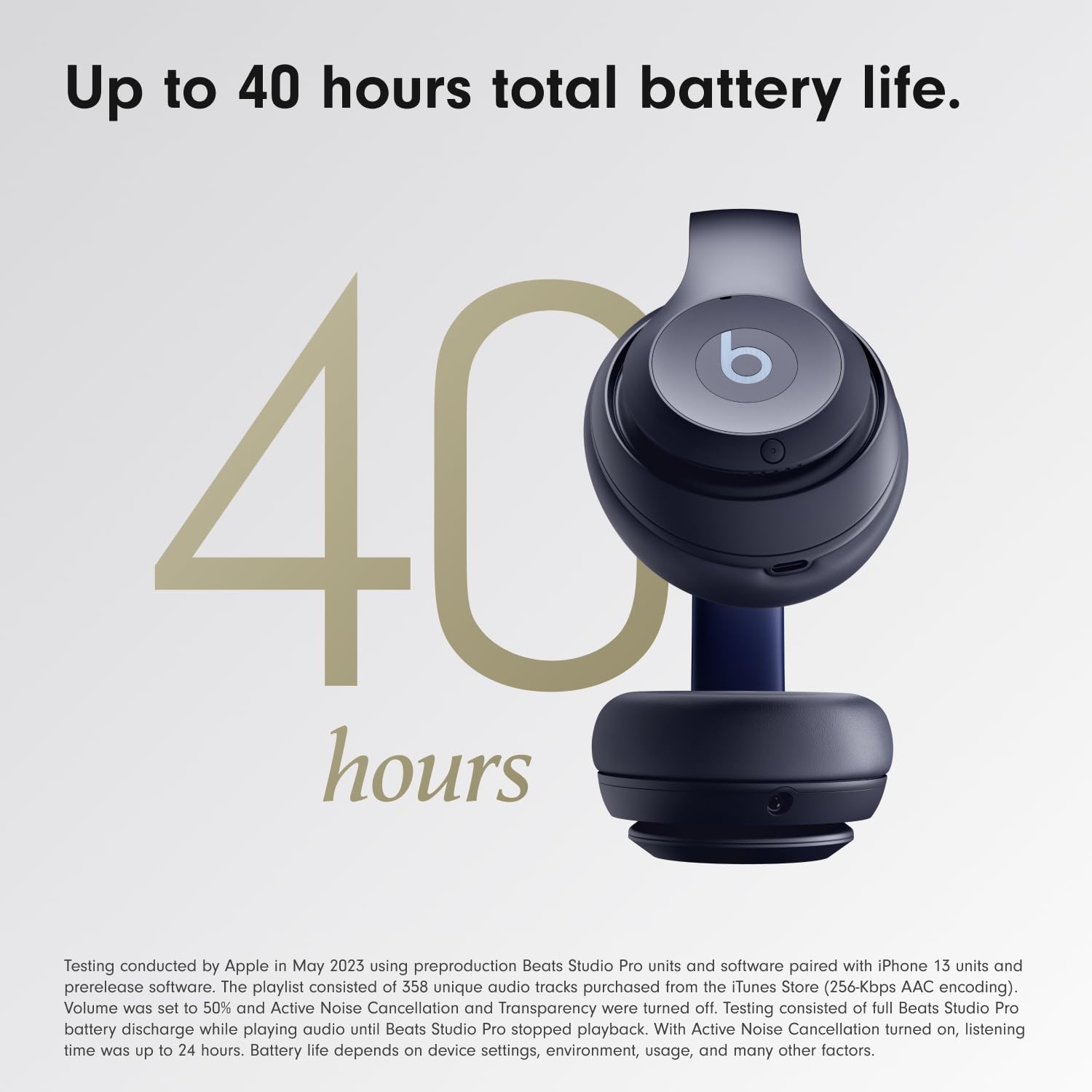 Beats Studio Pro Premium Wireless Over-Ear Headphones- Up to 40-Hour Battery Life, Active Noise Cancelling, Great for Travel & Commuting, USB-C Lossless Audio, Apple & Android Compatible -Black