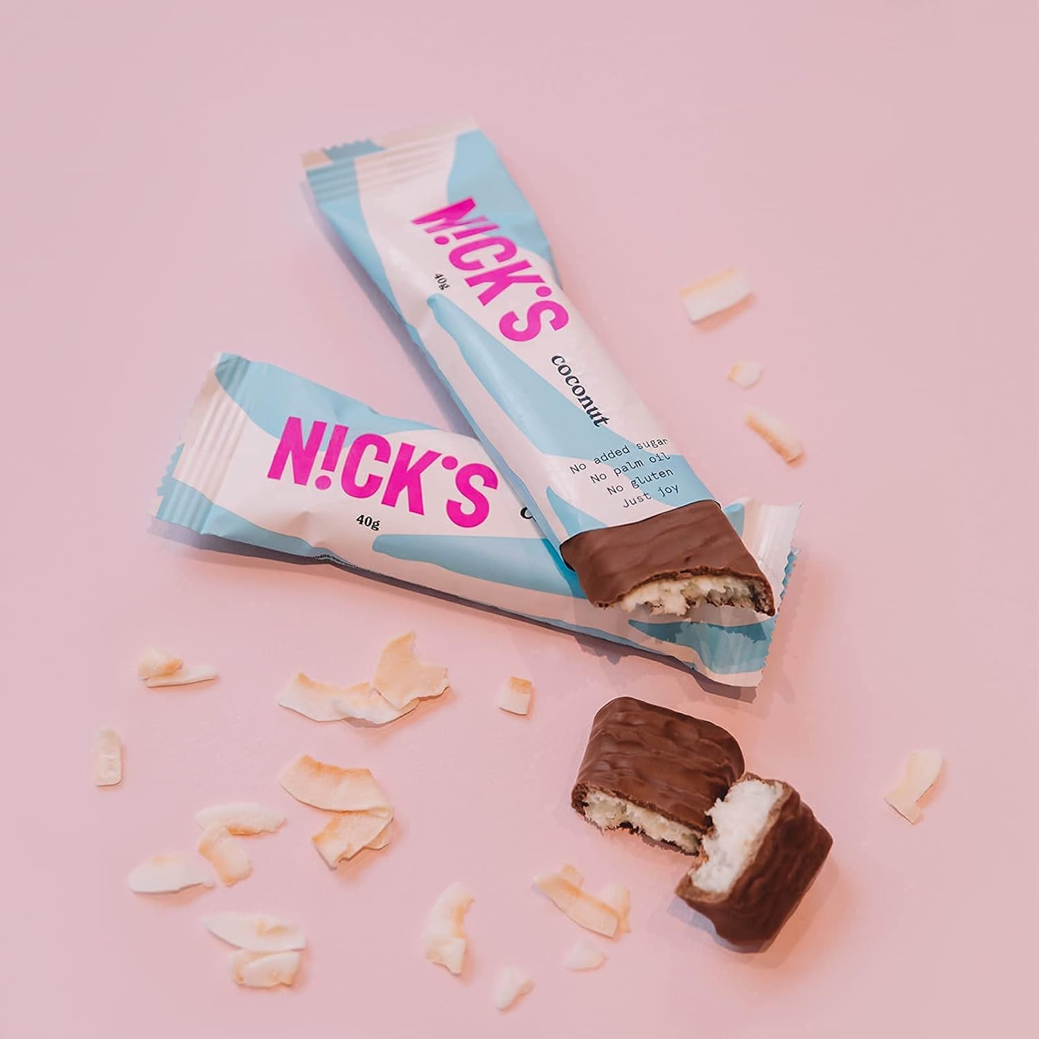 NICKS Keto Riegel Coconut, Schokolade Kokos Snacks, 175 Kalorien, 2 Net carbs, ohne Zuckerzusatz, Glutenfrei, Low carb Süssigkeiten (15x40g)