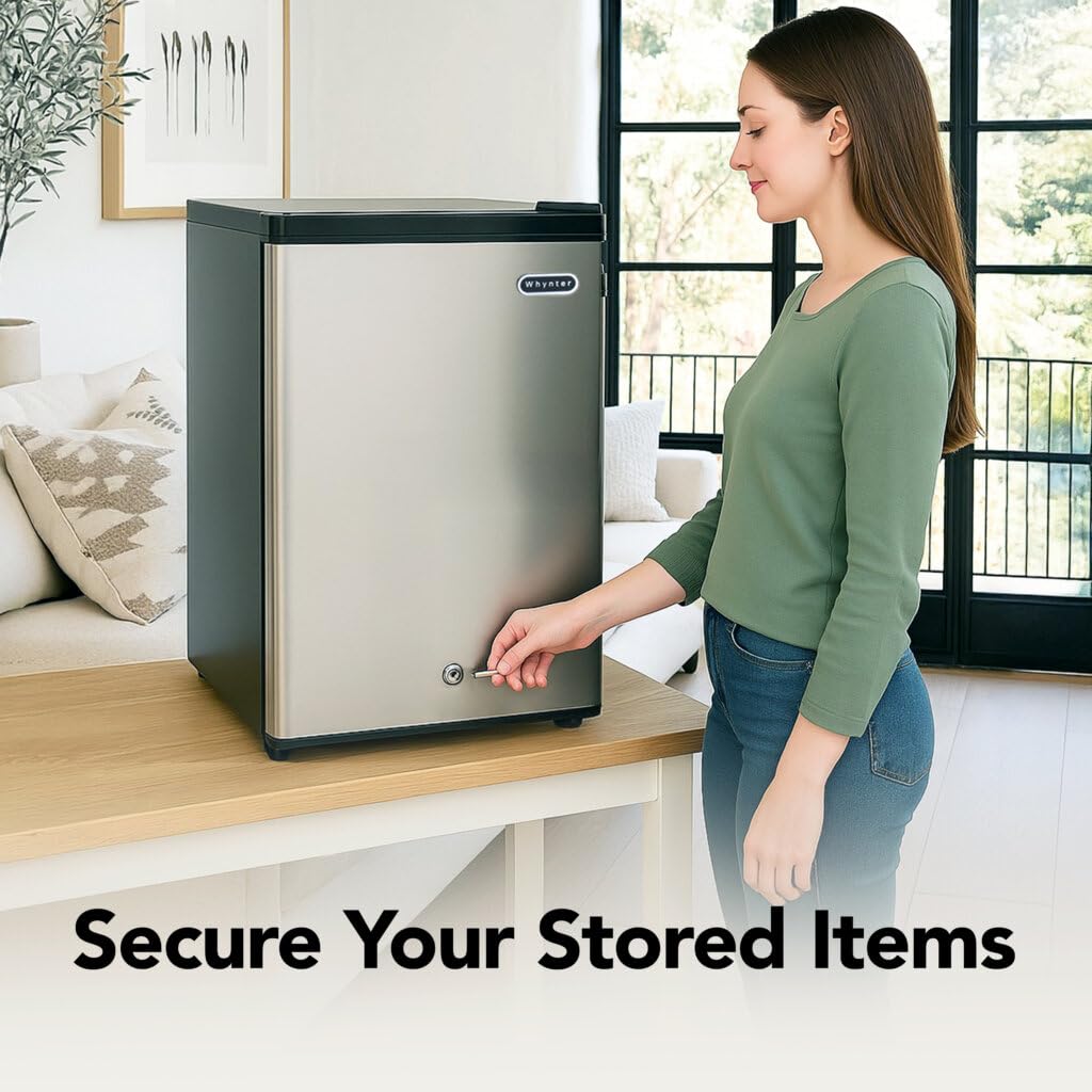 Whynter CUF-112SS Mini, Energy Star Rated Small Upright Freezer with Lock, Stainless Steel -1.1 Cubic Feet