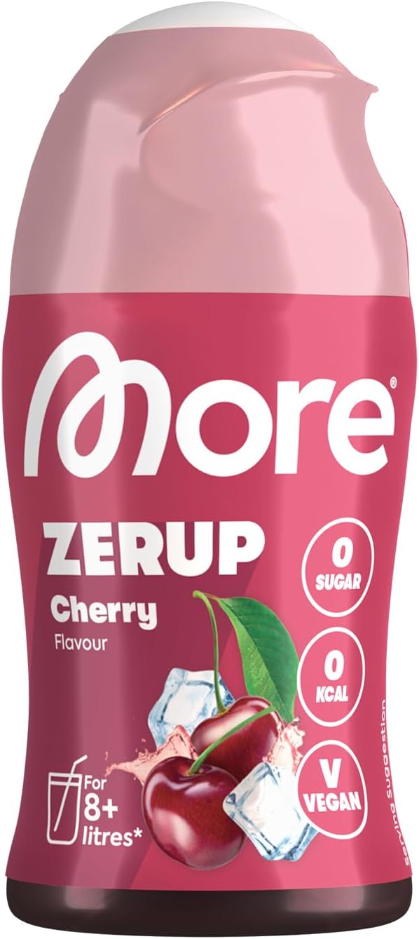 MORE Zerup, Peach Iced Tea, 65 ml, für bis zu 8 l Fertiggetränk, zuckerfreier Sirup mit u.a. echten Fruchtextrakten, vegan, zero Kalorien - made in Germany